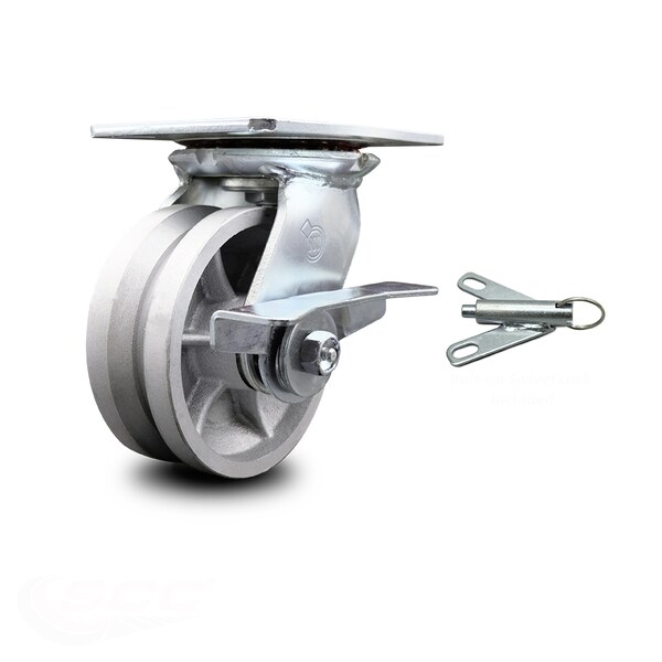 5 Inch V Groove Semi Steel Caster with Roller Bearing and Brake/Swivel Lock SCC